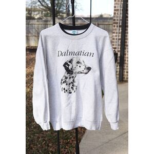 Vintage Dalmatian Crewneck Spell Out Graphic Dog Pets